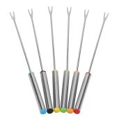 6pcs Stainless Steel Fondue Sticks with Heat Resistant Handle for Cheese, Meat, & S'mores - Perfect for Desserts & Roasting!