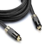FosPower 24K Gold Plated Toslink Digital Optical Audio Cable 10ft Zero RFI EMI Interference Durable Nylon Braided Jacket