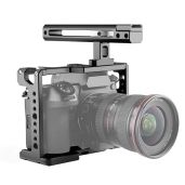 Foto4easy Camera Cage Stabilizer Aluminum Alloy Video Cage with Cold Shoe and Top Handle Grip for DSLR Panasonic S1 S1H S1R