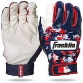 Franklin Sports MLB Digitek Baseball Batting Gloves - White/Navy/Red for Adults - Medium Size