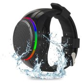 Frewico X10 Wearable Portable Waterproof Bluetooth Speaker Watch Clip Speaker with MP3 Player, Handsfree Calls, LED for Working Running Workout(Black)