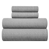 Full Size 4 Piece Breathable Cooling Sheet Set Hotel Luxury Bedding Deep Pockets Soft Wrinkle Free Oeko-Tex Grey Heathered