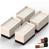 Adjustable Furniture Risers for Bed Sofa Desk Table Chair Heavy Duty Support Up to 1300 Lbs 3 Inch Apricot Rectangle Blocks