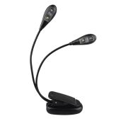 Futheda Portable Dual Head Music Stand Light - 4 LED Clip-On, Eye Care, Flexible Gooseneck for Music, Grilling, Desk & Camping