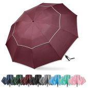 Buy G4Free 62-Inch Windproof Inverted Umbrella - Compact, Reflective, Automatic Open/Close for Rain & Golf (Burgundy)