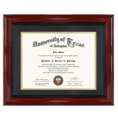 GMFrames 8.5x11 Diploma Frame Solid Wood Cherry Finish with Mat for 11x14 Certificates UV Protection Acrylic Intricate Black Rope Detail