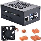 GeeekPi Metal Case for Raspberry Pi 5, Pi 5 Case with 4010 PWM Fan and Copper Heatsinks for Raspberry Pi 5 4GB/8GB, Support Official Pi 5 Active Cooler, X1000/X1001/X1003/N04/N05 PCIe Peripheral Board