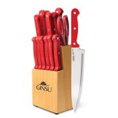 Shop Ginsu Kiso 14-Piece Red Knife Set - Dishwasher Safe, Always Sharp & Stylish Block