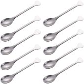 Goeielewe Mini Dessert Spoons Set of 10 - Stainless Steel Heart-Shaped Demitasse Spoons for Espresso, Tea & Appetizers