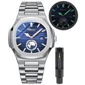 Gosasa Fashion Men's Luminous Quartz Watch Waterproof Stainless Steel Business Style Analog Display V-Blue