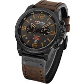 Buy Gosasa Men's Sport Chronograph Quartz Watch - Brown Leather, 30M Waterproof, Military Style