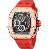 Gosasa Unique Men Punk Wristwatch Luminous Waterproof Sport Analog Quartz Big Dial Silicon Strap Business Dress Watch