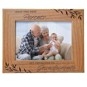 Grandparents Picture Frame Engraved Natural Wood Gift for Grandma Grandpa from Grandchildren Fits 5x7 Horizontal Portrait