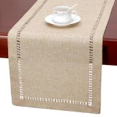 Shop Grelucgo Handmade Beige Hemstitch Table Runner | 14x36 Inch Dresser Scarf for Elegant Home Decor