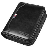 HUANLANG Men's RFID Blocking Bifold Wallet - Compact Leather Multi Card Holder with Zipper