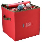 Handy Laundry Christmas Ornament Storage Box - Holds 64 Ornaments, Adjustable Dividers & Zippered Top for Clean Holiday Decor