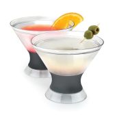 Host Freeze Insulated Martini Cups - Plastic Free Double Wall Chiller Set of 2, 9 oz Grey Cocktail Glasses
