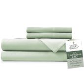Luxury Cooling Bamboo Bed Sheet Set - California King, 4 Pieces, Light Green, Moisture-Wicking & Breathable with 2 Pillowcases