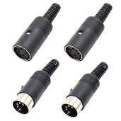 Buy Hxchen 2 Sets 5Pin DIN Adapter Socket - Male & Female Audio AV Connectors in Black