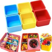 IELEK Silicone Lunch Box Dividers for Kids Bento Box Containers in Purple Red and Blue