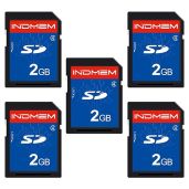 INDMEM 5 Pack 2GB Class 4 SD Cards High Speed Flash Memory for Cameras and Devices