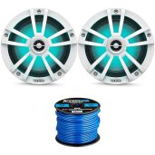 "Infinity 6.5" LED Marine Speakers - OEM Replacement Pair with Enrock 50ft RGB+White Wire"