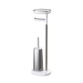 Joseph Joseph 70519 EasyStore Butler: Stylish Toilet Paper Holder & Flex Brush with Shelf - Stainless Steel Storage Solution