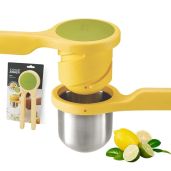 Joseph Joseph Helix Citrus Press Juicer - Ergonomic Lemon/Lime Squeezer, BPA Free, Yellow
