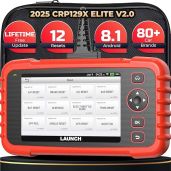 LAUNCH OBD2 Scanner 2025 CRP129X Elite V2.0 12 Resets Scan Tool Android 8.1 AutoVIN 4 System Diagnostic Lifetime Update 5 Years Backup