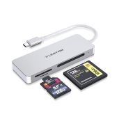LENTION USB C Multi-Card Reader for MacBook Pro Air iPad Pro Surface SD CF Micro SD Adapter Silver