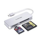 LENTION USB C Multi-Card Reader for MacBook Pro Air iPad Pro Surface iPhone 15 SD CF Micro SD Adapter Silver