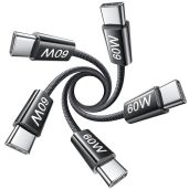 LISEN 60W USB C Cable 5-Pack 3.3FT Fast Charging Type C for Samsung S23 S22 Note 20 Ultra Google Pixel iPad Mini Pro MacBook Pro 2020