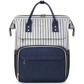 LOVEVOOK Stylish Laptop Backpack for Women Business College Rucksack Work Bag Stripe Navy
