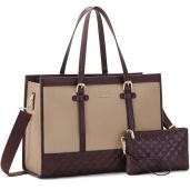 "LOVEVOOK 15.6" Laptop Bag for Women - Stylish Canvas Tote, Large Capacity Work & Travel Bag with Clutch Purse"