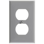 Leviton 80703-GY 1-Gang Duplex Wallplate - Durable Thermoplastic Nylon, Standard Size, Gray