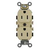 Leviton CR15-I 15A Duplex Receptacle - Commercial Grade, Self-Grounding, Ivory, Side Wired