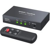LiNKFOR 3x1 Toslink Optical Switch with Remote & Cable - SPDIF Fiber Audio for PS3, Xbox, Blu-Ray, HDTV
