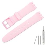 Lijinlan Waterproof Silicone Band for Swatch 19mm Light Pink Replacement Wristband Watch Strap