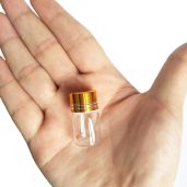 10pcs 16x26mm Mini Clear Glass Vials 2.0ml with Gold Caps - Luo House Tiny Bottles