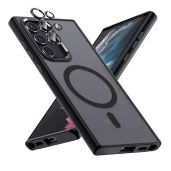 MAKAVO Translucent Matte for Samsung Galaxy S22 Ultra Case, Compatible with MagSafe, Slim Thin Magnetic Cover with Camera Lens Protector Shockproof Phone Shell (Black)