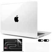 MEEgoodo MacBook Pro 16 inch Case 2024 2023 2021 Hard Shell with Keyboard Webcam Cover for M3 M2 M1 Pro Max Touch ID Crystal Clear