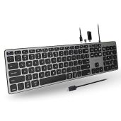 Macally Premium Wired USB-C Keyboard: Connect 3 Devices, Full-Size for Mac & PC