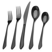 20-Piece Matte Black Silverware Set - Stylish Stainless Steel Flatware for Home & Restaurant, Dishwasher Safe