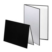 "3-in-1 Photography Reflector Cardboard - 12x8" Light Diffuser for Still Life & Food Photography - Black, Silver, White (2 Pack)"