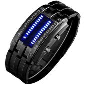 Futuristic Men's Matrix LED Watch - Unique Black Stainless Steel Digital Timepiece