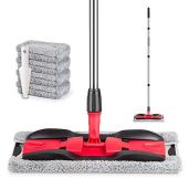 Microfiber Mop for Hardwood Floors - MEXERRIS Adjustable Flat Mop with 4 Reusable Pads for Home & Commercial Use