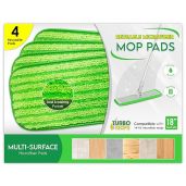 "Microfiber Mop Pads 4 Pack - Reusable 18" Cloth Mop Head Replacements for Bona, Rubbermaid & More"