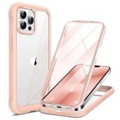 Miracase iPhone 13 Pro Max Case: 2023 Full-Body Clear Bumper & 9H Tempered Glass Protector in Pink