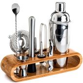10-Piece Mixology Bartender Kit with Bamboo Stand | Perfect Home Bar Set & Martini Shaker | Ideal Housewarming Gift