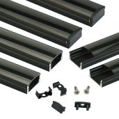 Muzata 6-Pack 3.3FT LED Channel with Smoky Black Cover - Easy Install U Shape for LED Strip Lights